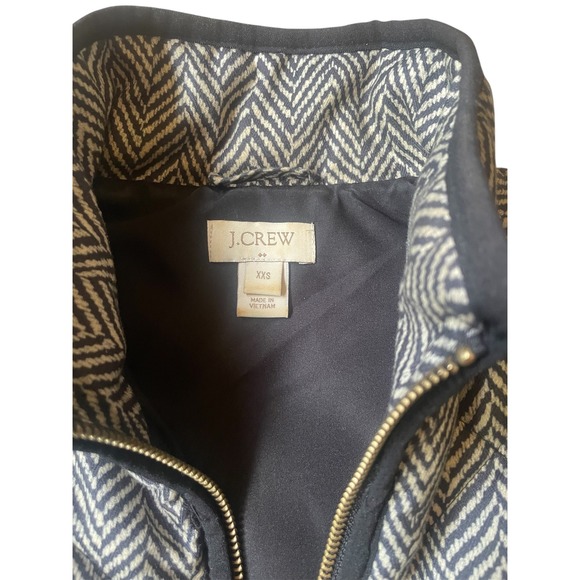 J Crew Herringbone Quilted Puffer Vest Womens XXS Sleeveless Black Beige - Picture 4 of 6